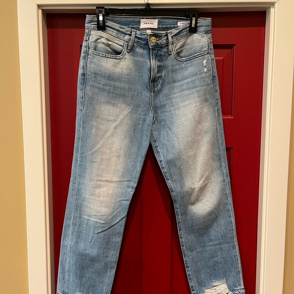 Frame Denim Blue Boyfriend Jeans Distressed Casual